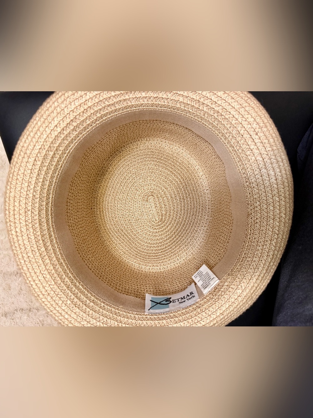Betmar NY - Straw Fedora Hat with Metal Logo - Natural Beige - Picture 6 of 6